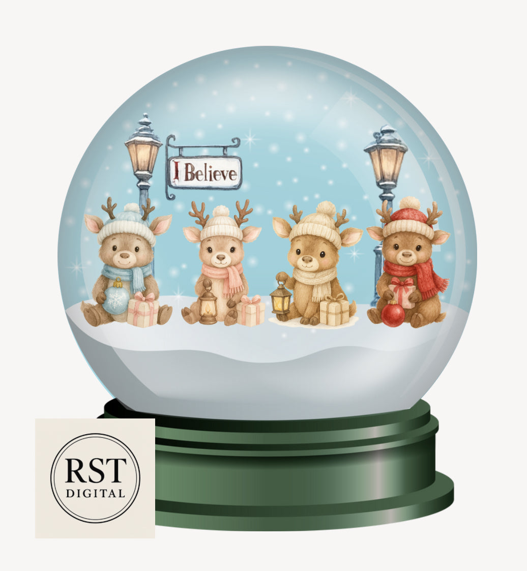 Snow Globe Reindeer (6 Colours)