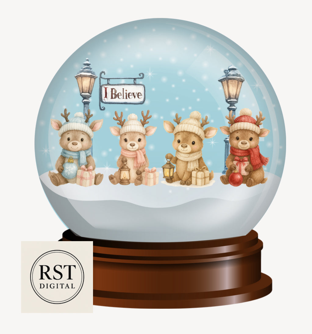 Snow Globe Reindeer (6 Colours)