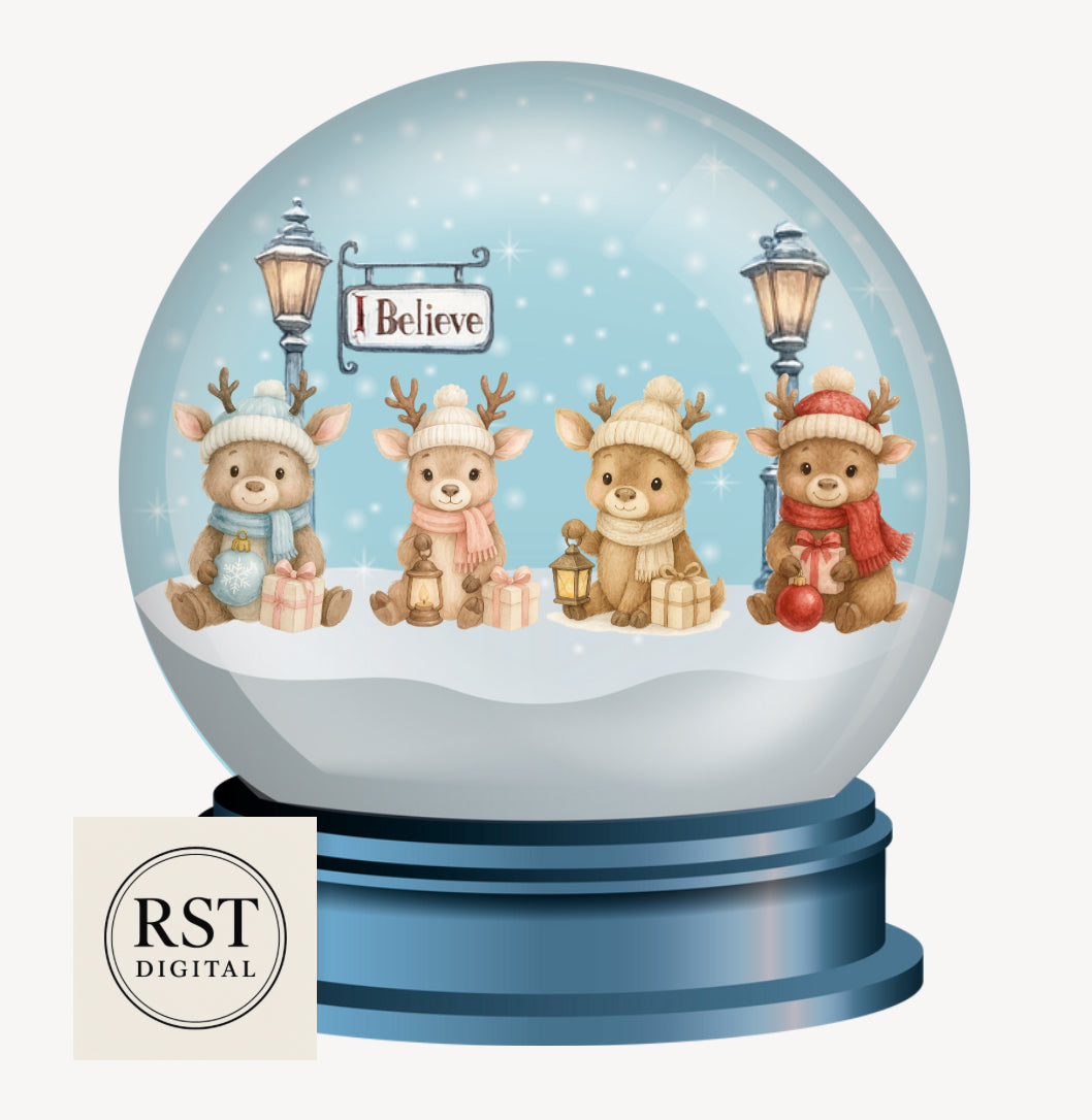 Snow Globe Reindeer (6 Colours)