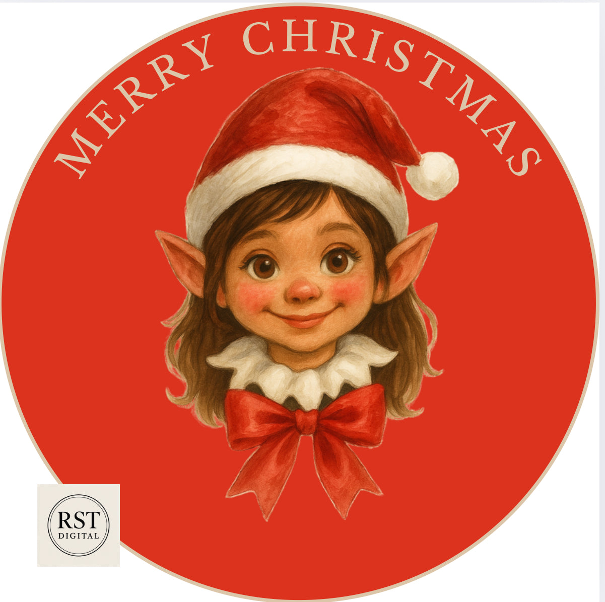 Girl Elf Head Brown hair/Light Skin Chocolate Tub Sticker (comes with Mock up no logo, and writing Options)