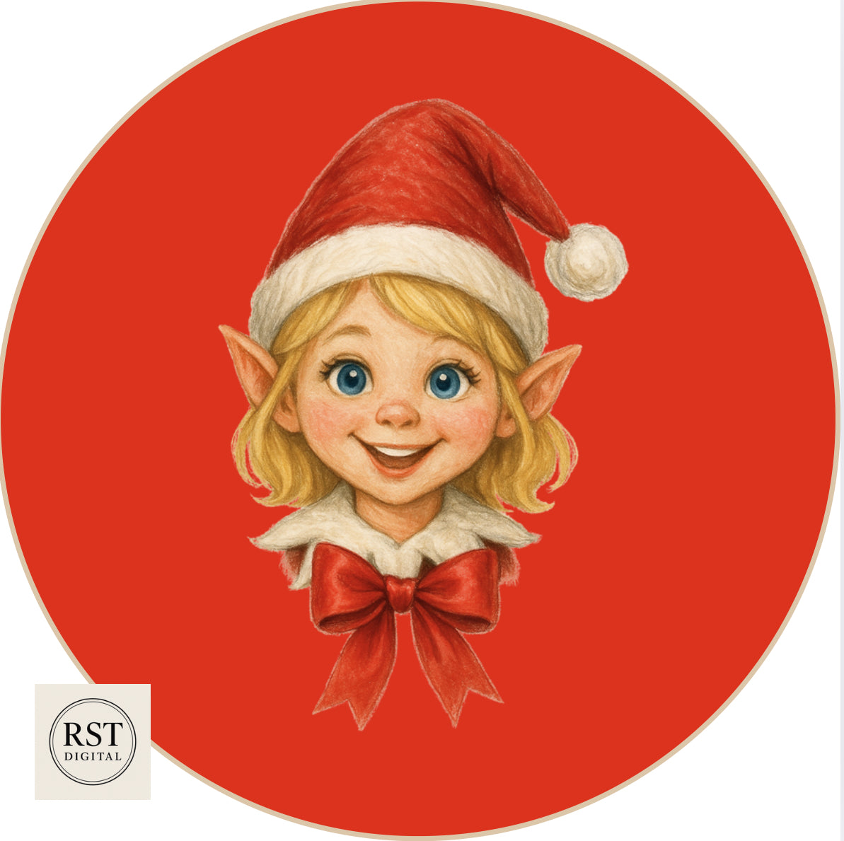 Girl Elf Head Blonde hair/Light Skin Chocolate Tub Sticker (comes with Mock up no logo, and writing Options)