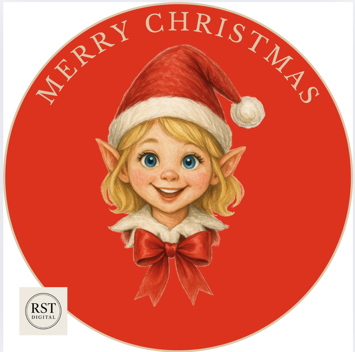 Girl Elf Head Blonde hair/Light Skin Chocolate Tub Sticker (comes with Mock up no logo, and writing Options)