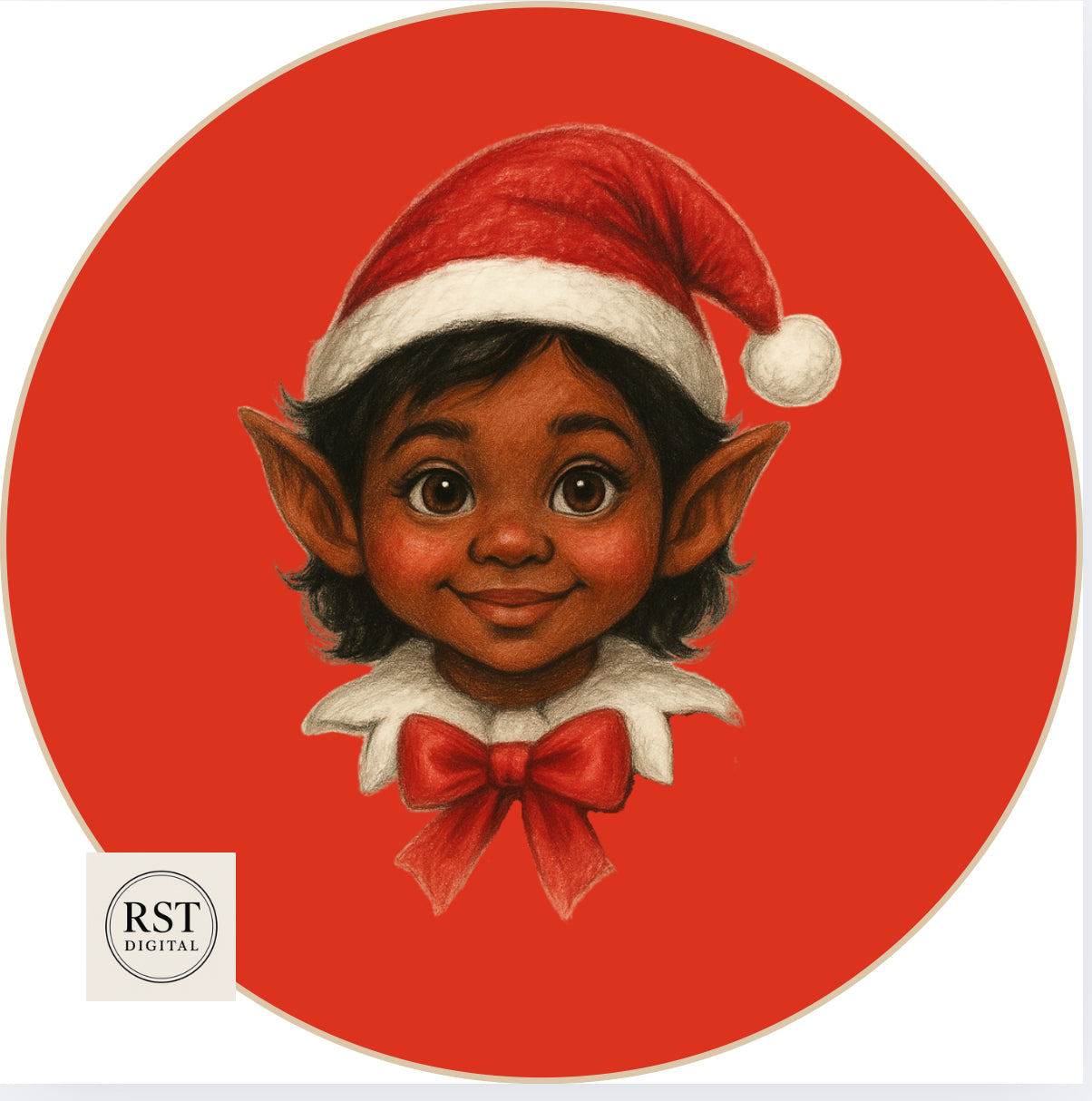 Girl Elf Head Brown hair/Dark Skin Chocolate Tub Sticker (comes with Mock up no logo, and writing Options)