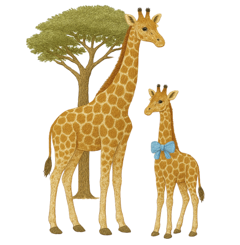 Giraffe Set Blue Bow Tie