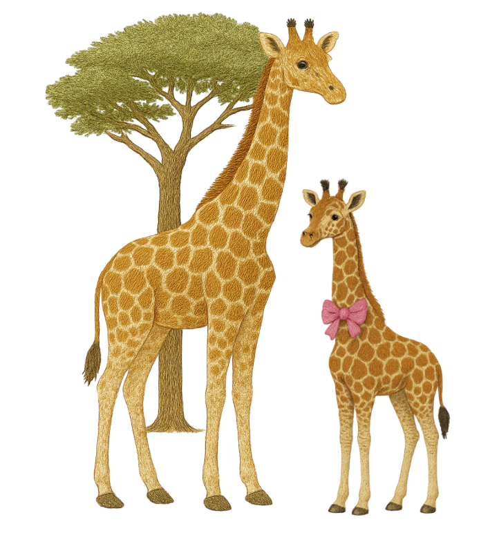 Giraffe Set Pink Bow Tie