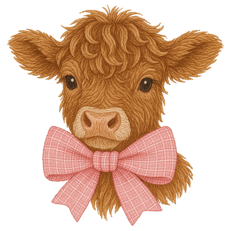 Highland Cow with Pink Bow Tie