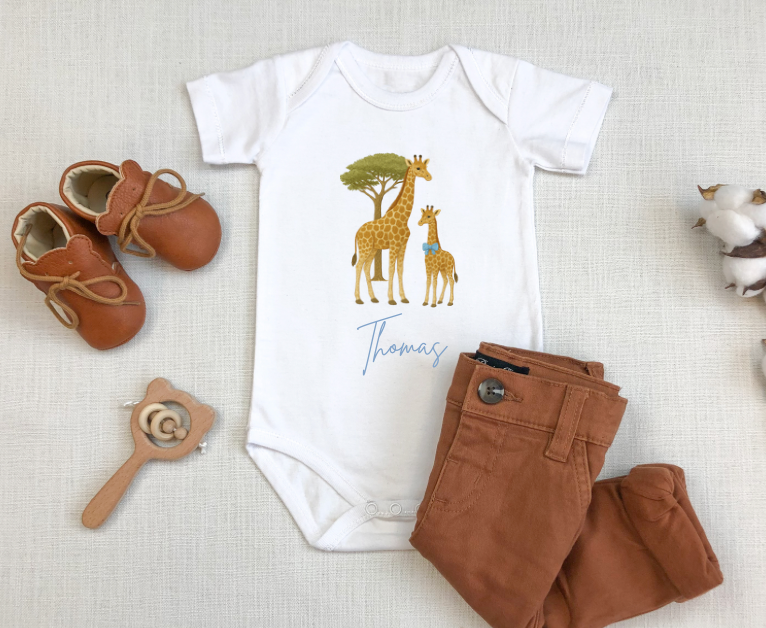 Giraffe Set Blue Bow Tie