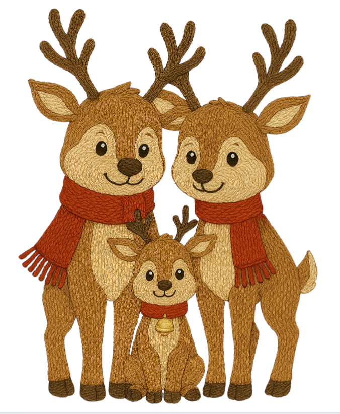 Knitted Cute Reindeer Family
