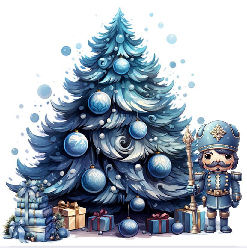 Blue Tree with Nutcracker