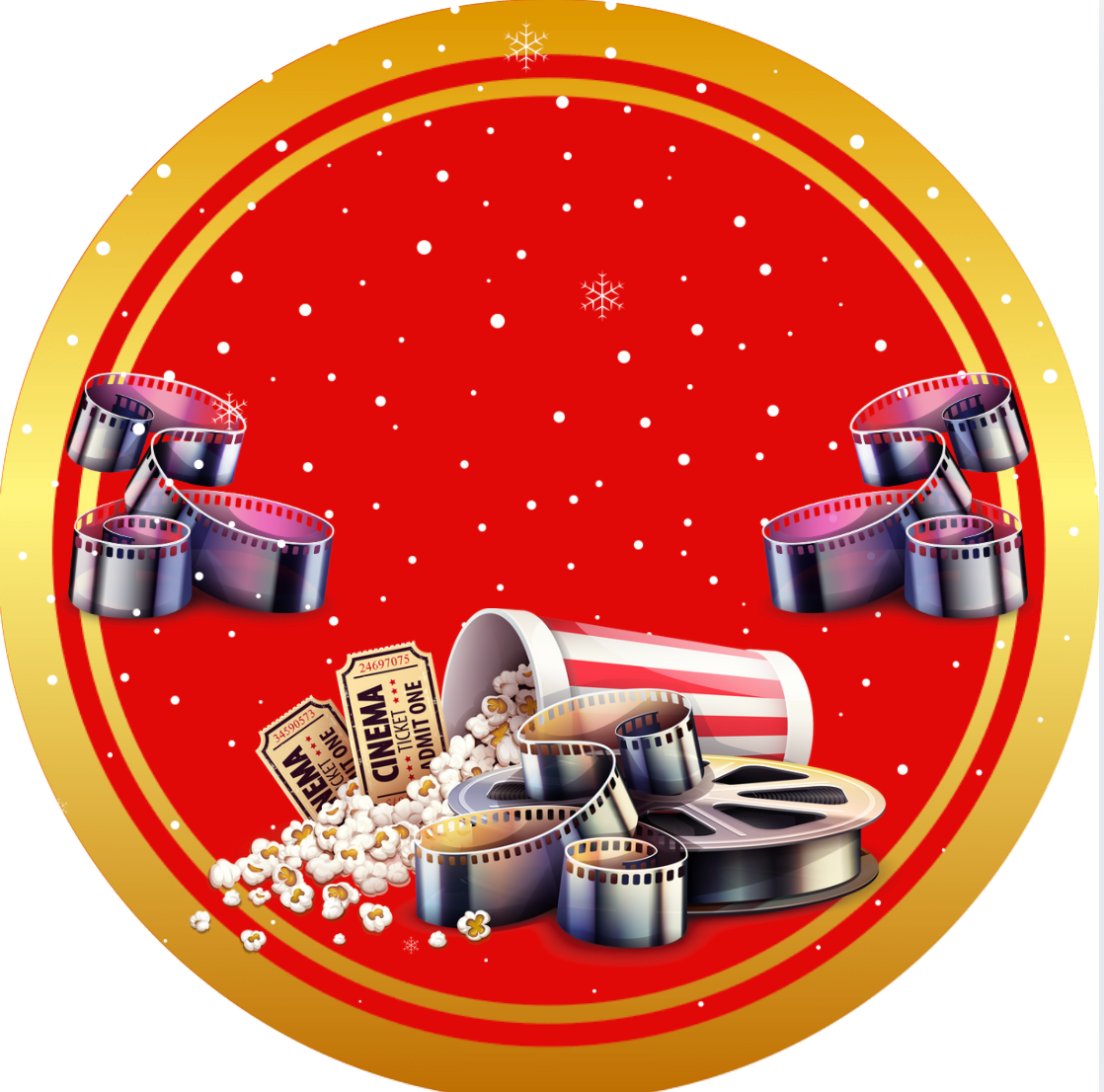 Movie Night Tub Sticker Gold Rim (comes with Mock up no logo, and writing Options)