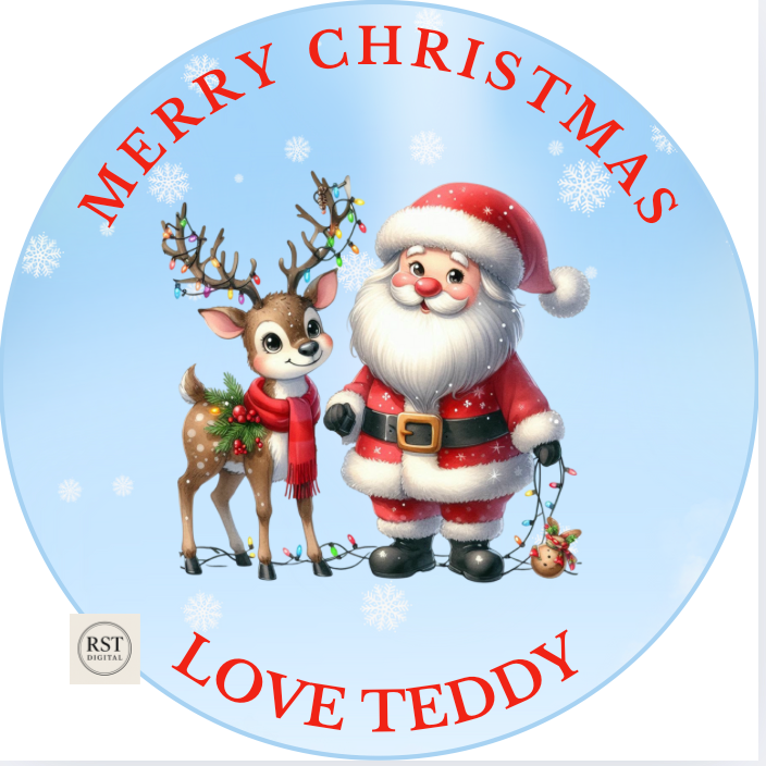 Santa and Reindeer Tub Sticker (comes with Mock up no logo, and writing Options)
