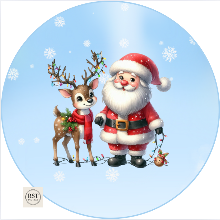 Santa and Reindeer Tub Sticker (comes with Mock up no logo, and writing Options)