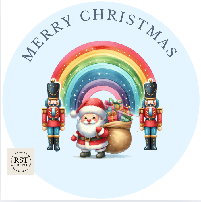 Santa with Nutcrackers Tub Sticker (comes with Mock up no logo, and writing Options)