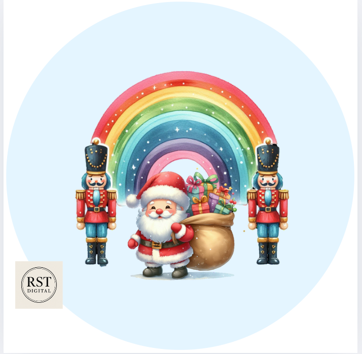 Santa with Nutcrackers Tub Sticker (comes with Mock up no logo, and writing Options)