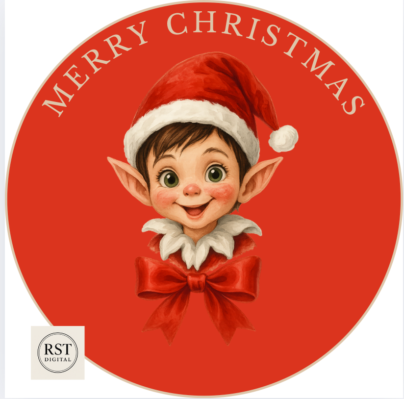 Elf Head Brown hair/Light Skin Chocolate Tub Sticker (comes with Mock up no logo, and writing Options)