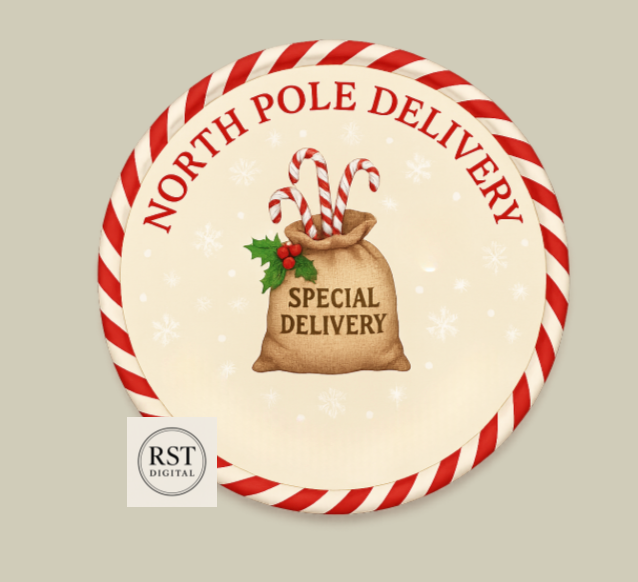 North Pole Sack Chocolate Tub Sticker (comes with Mock up no logo, and writing Options)