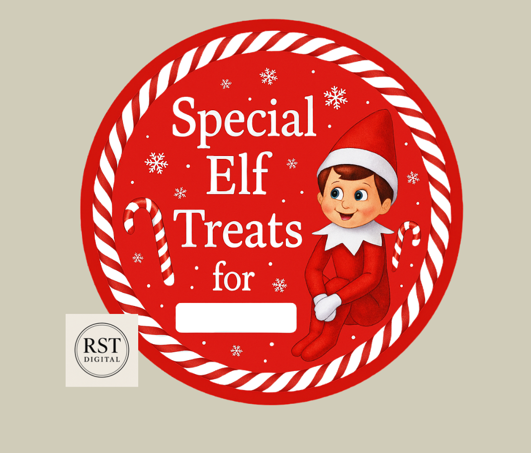 Special Elf Treats Chocolate Tub Sticker (comes with Mock up no logo, and writing Options)