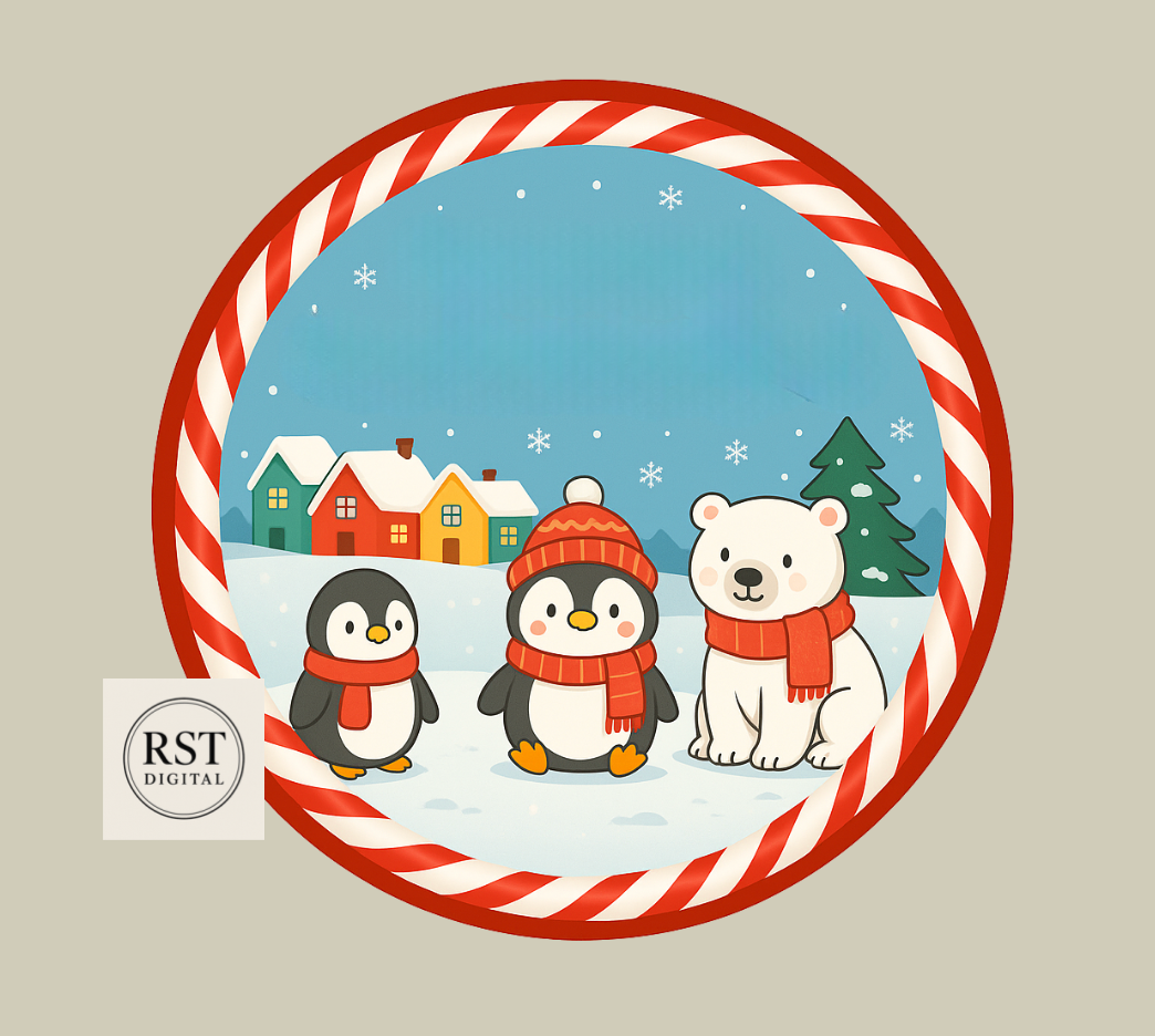 Winter Wonderland Red Scarf Chocolate Tub Sticker (comes with Mock up no logo, and writing Options)