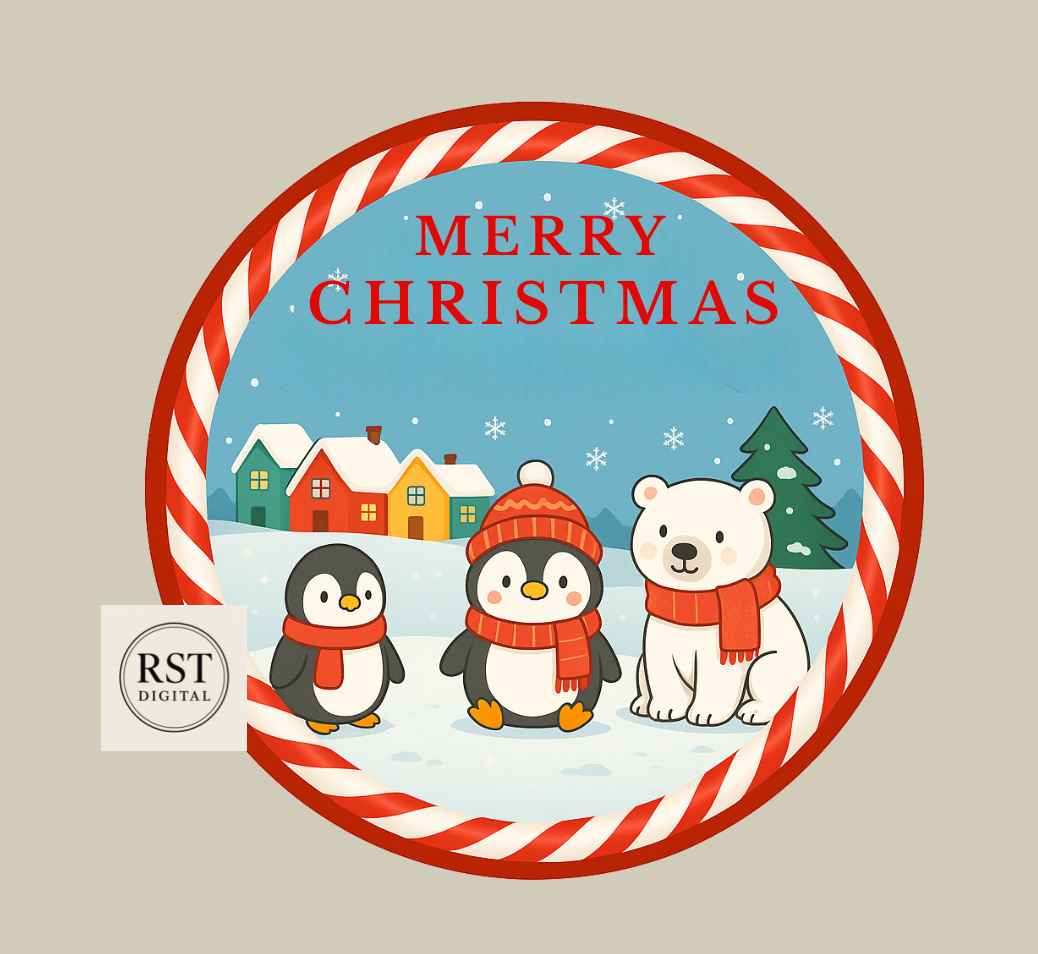 Winter Wonderland Red Scarf Chocolate Tub Sticker (comes with Mock up no logo, and writing Options)