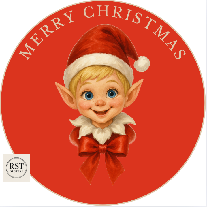 Elf Head Blond hair/Light Skin Chocolate Tub Sticker (comes with Mock up no logo, and writing Options) (Copy)