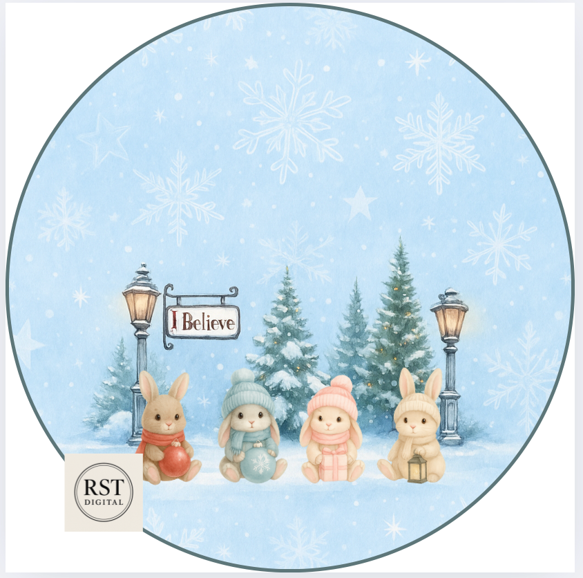Christmas Bunnies - Chocolate Tub Sticker (comes with Mock up no logo, and writing Options)