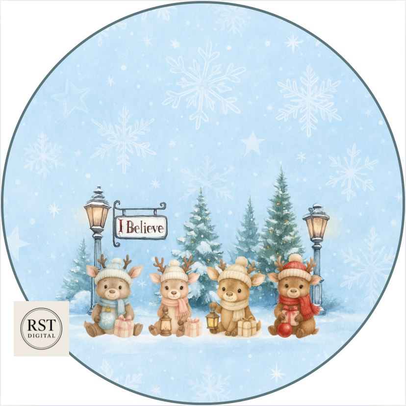 Christmas Reindeer - Chocolate Tub Sticker (comes with Mock up no logo, and writing Options)