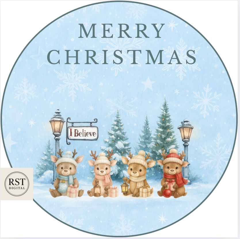 Christmas Reindeer - Chocolate Tub Sticker (comes with Mock up no logo, and writing Options)