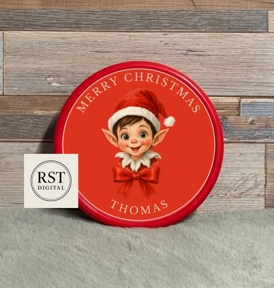 Elf Head Brown hair/Light Skin Chocolate Tub Sticker (comes with Mock up no logo, and writing Options)