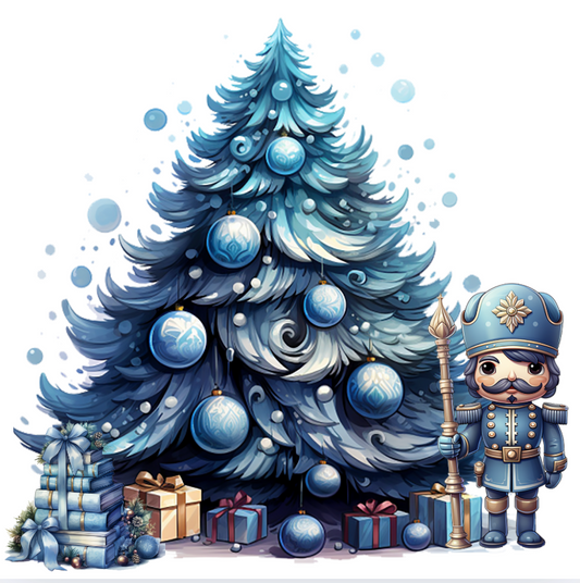 Blue Tree with Nutcracker