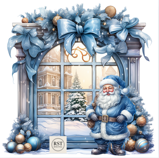 Blue Santa with Window