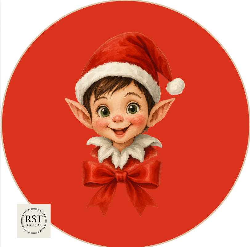 Elf Head Brown hair/Light Skin Chocolate Tub Sticker (comes with Mock up no logo, and writing Options)