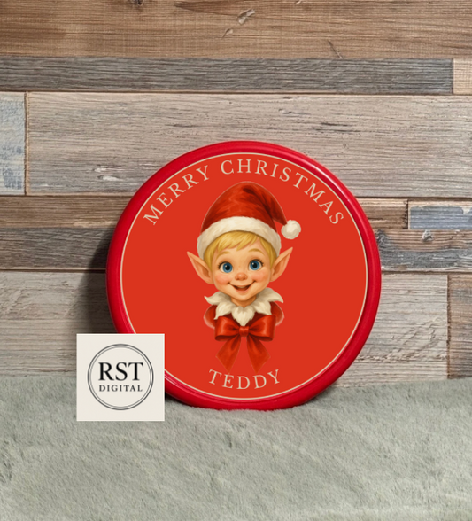 Elf Head Blond hair/Light Skin Chocolate Tub Sticker (comes with Mock up no logo, and writing Options) (Copy)